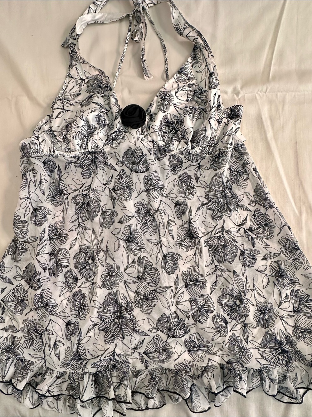 Camisole Top w with panties Black & White sexy, romantic lace sleeping